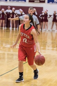 Skyler Theodore (shown here in a game against Orono last week) recorded seven points, nine rebounds, four assists, and four steals in a 44-29 Dexter win over Stearns on Wednesday evening. Photo courtesy of Anthony DelMonaco