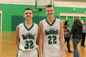 Justin Thompson (22) and his brother Travis Thompson (32) after Justin scored his 1000 career point. Photo courtesy of Stephanie Thompson.