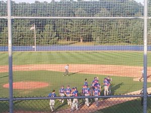 Clear Ridge celebrates after winning a semifinal game at the Senior League World Series.