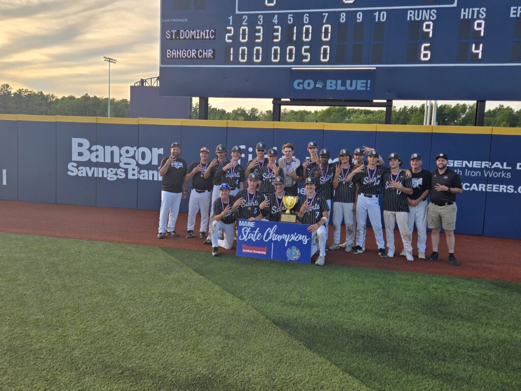 In their final baseball game, St. Dom’s wins their fourth straight Class D State Championship by holding off Bangor Christian