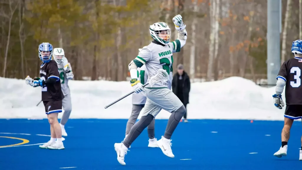 Kiernan Field becomes fastest Husson men’s lacrosse player to 100 career goals in conference rout of SUNY Cobleskill